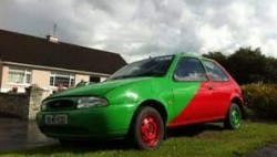 Mayo car green and red ford fiesta