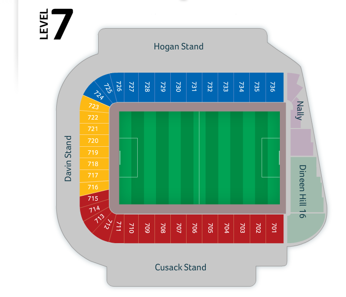 Croke Park seating plan Level 7.