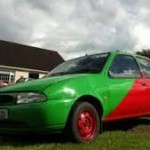 Mayo car green and red ford fiesta