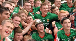 The Mayo minors celebrate after beating Roscommon in the Connacht MFC in MacHale Park, July 2014. Pic: Sportsfile
