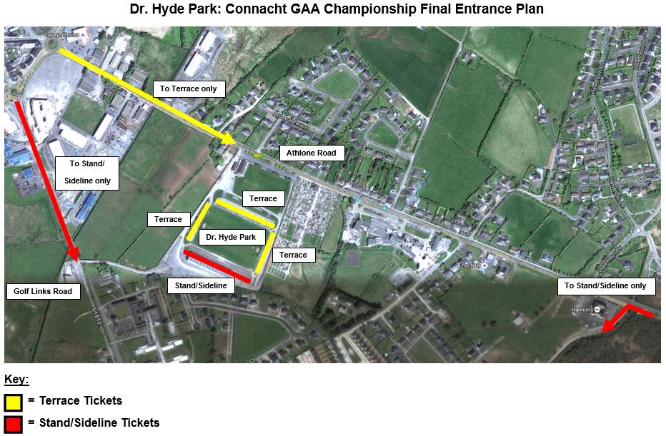 2015 Connacht final Hyde Park access routes map