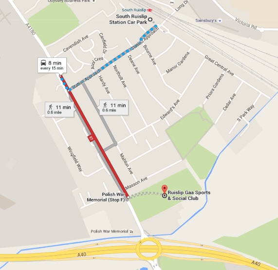 London v Mayo south ruislip station to ruislip gaa grounds